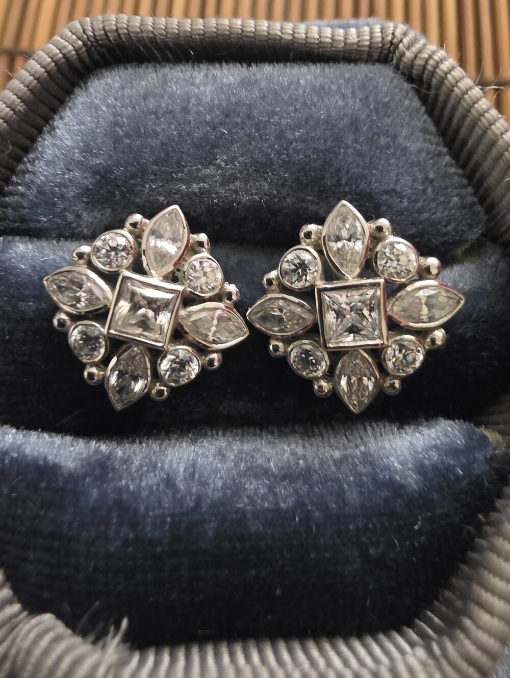 14k CZ White Gold Stud Earrings (Vintage)